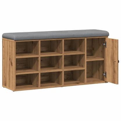 Modern Solid Wood Shoe Bench with Cushioned & Storage - Heavy-Duty Entryway Bench, Particle Board-Free, Oak (102x32x50cm) - Freestanding Hallway Furniture, Shoe Cabinet for Hallway or