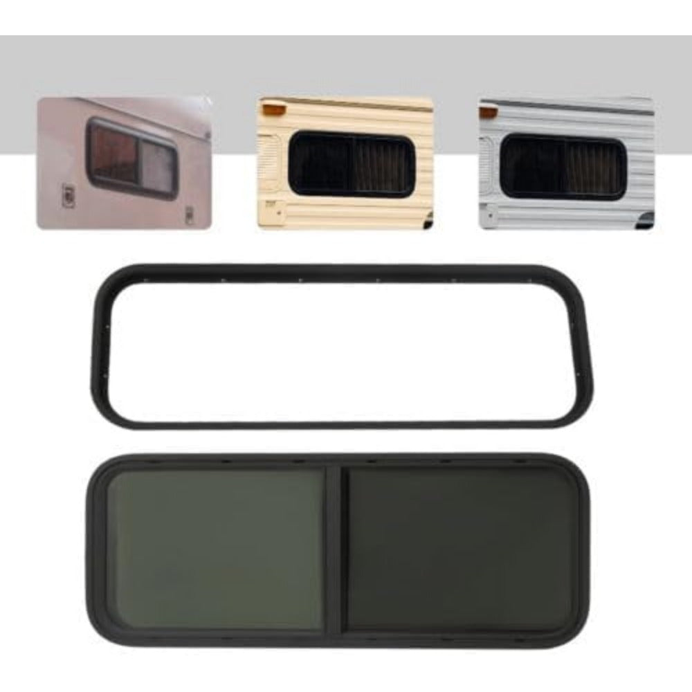 Caravanraam – Camperraam – Zijraam – Schuifraam – Venster – 900x300 mm – Getint Gehard Glas – Ingebouwd Muskietenscherm