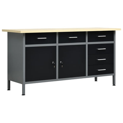Werkbank – Werktafel – Werkstation – Gereedschapsbank – Werkbank Met Laden – Zwart – Draagvermogen 500 kg – 6 Laden Met Kogellagers