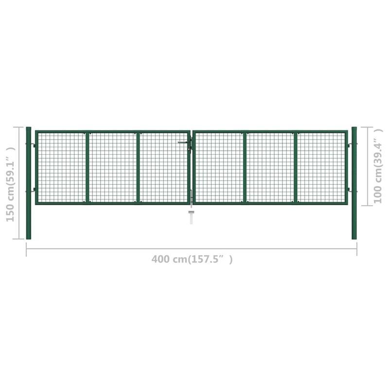 Metalen Hekpaneel – Tuinhek – Schuttingpaneel – Terrasafscheiding – Buitenhek – Groen – 390x100 cm – Weerbestendig Metaal – Modern Rasterpatroon