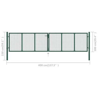 Metalen Hekpaneel – Tuinhek – Schuttingpaneel – Terrasafscheiding – Buitenhek – Groen – 390x100 cm – Weerbestendig Metaal – Modern Rasterpatroon