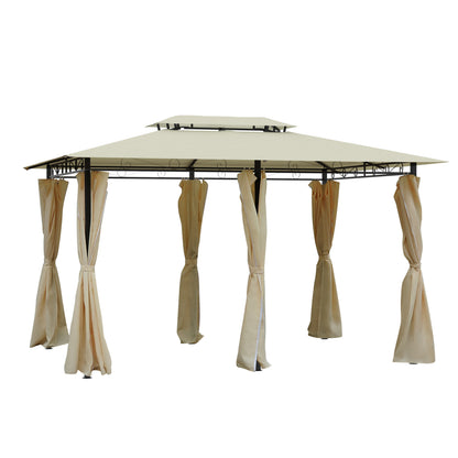 Tuinpaviljoen – Partytent – Prieel – Overkapping – Pergola – Koloniaal Stijl – Dubbel Dak – 3x4 Meter – Crème