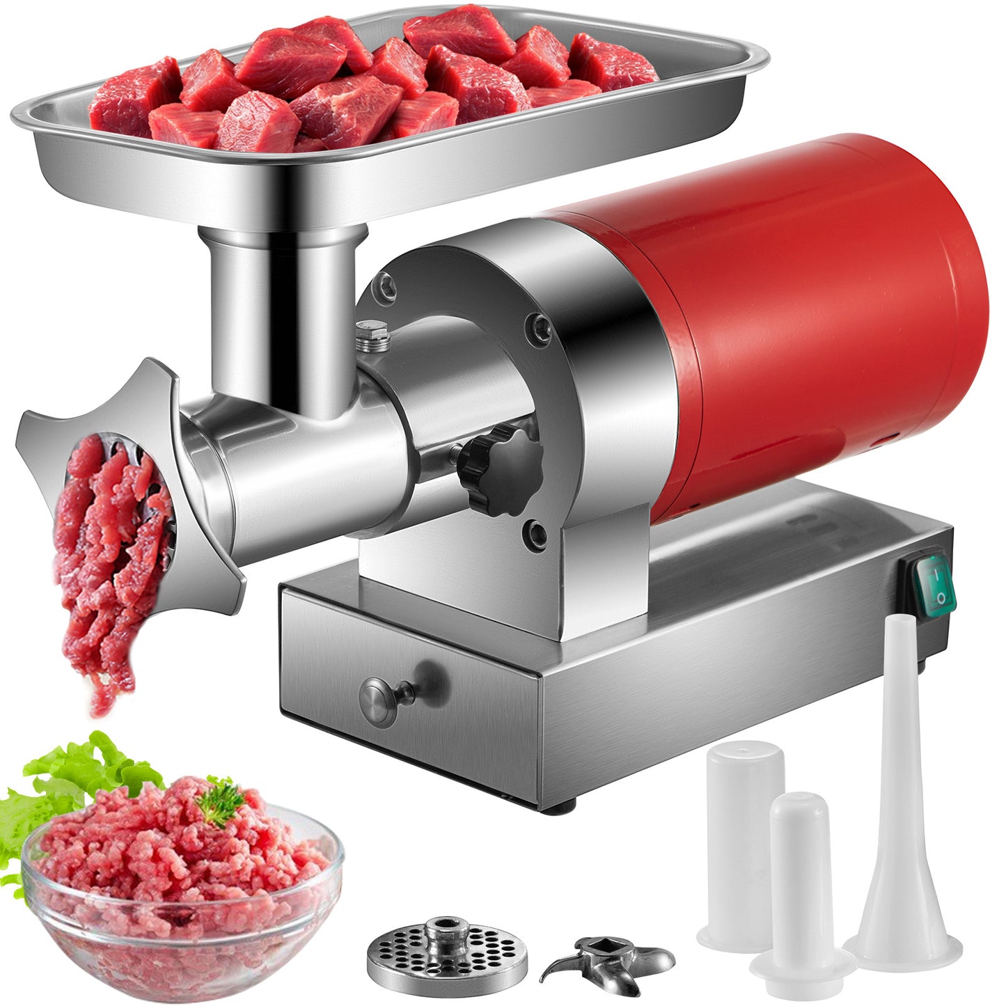 Vleesmolen – Gehaktmolen – Worstmaker – Keukenmachine – Vleesvermalser – 1100W Krachtige Motor – RVS Materiaal