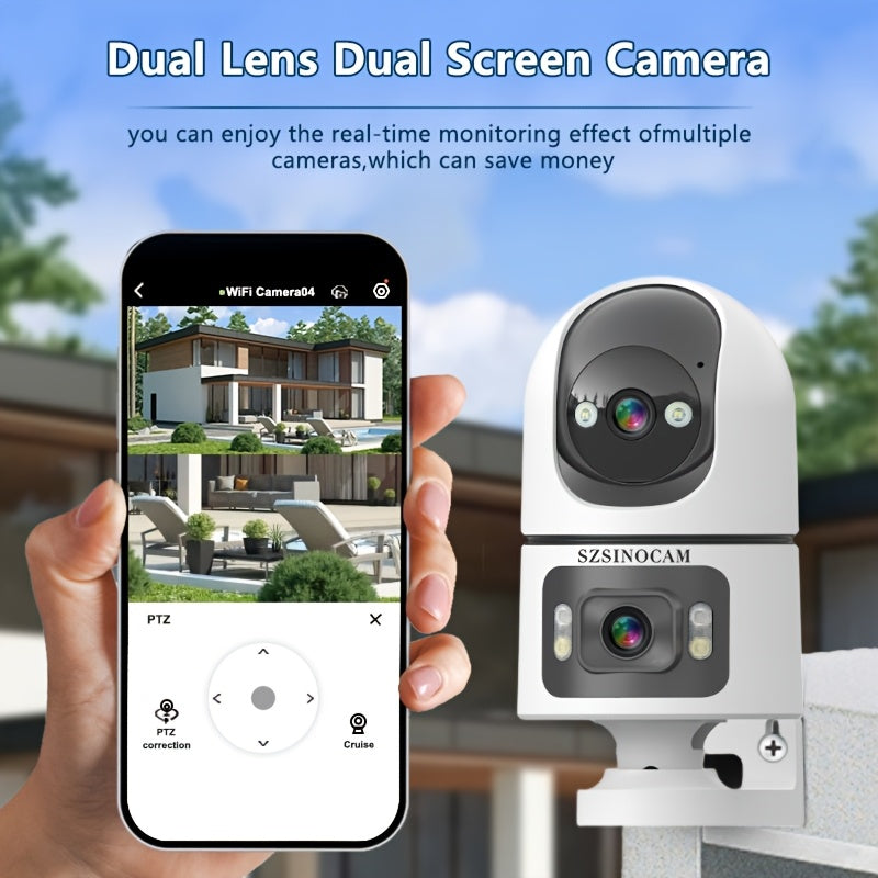 Bewakingscamera – Beveiligingscamera – IP Camera – Buitencamera – Huisbeveiliging – Draadloos met Dual Lens – Nachtzicht met Auto Tracking