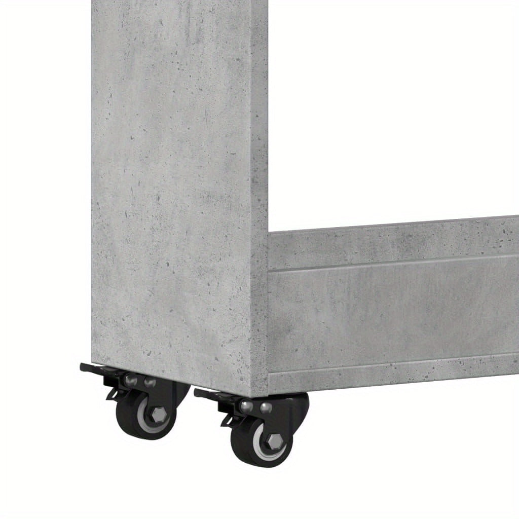 Opbergkast – Kast met wielen – Bureaukast – Opbergmeubel – Rollende kast – Beton grijs – Stevig hout – 60x22x79 cm