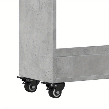 Opbergkast – Kast met wielen – Bureaukast – Opbergmeubel – Rollende kast – Beton grijs – Stevig hout – 60x22x79 cm