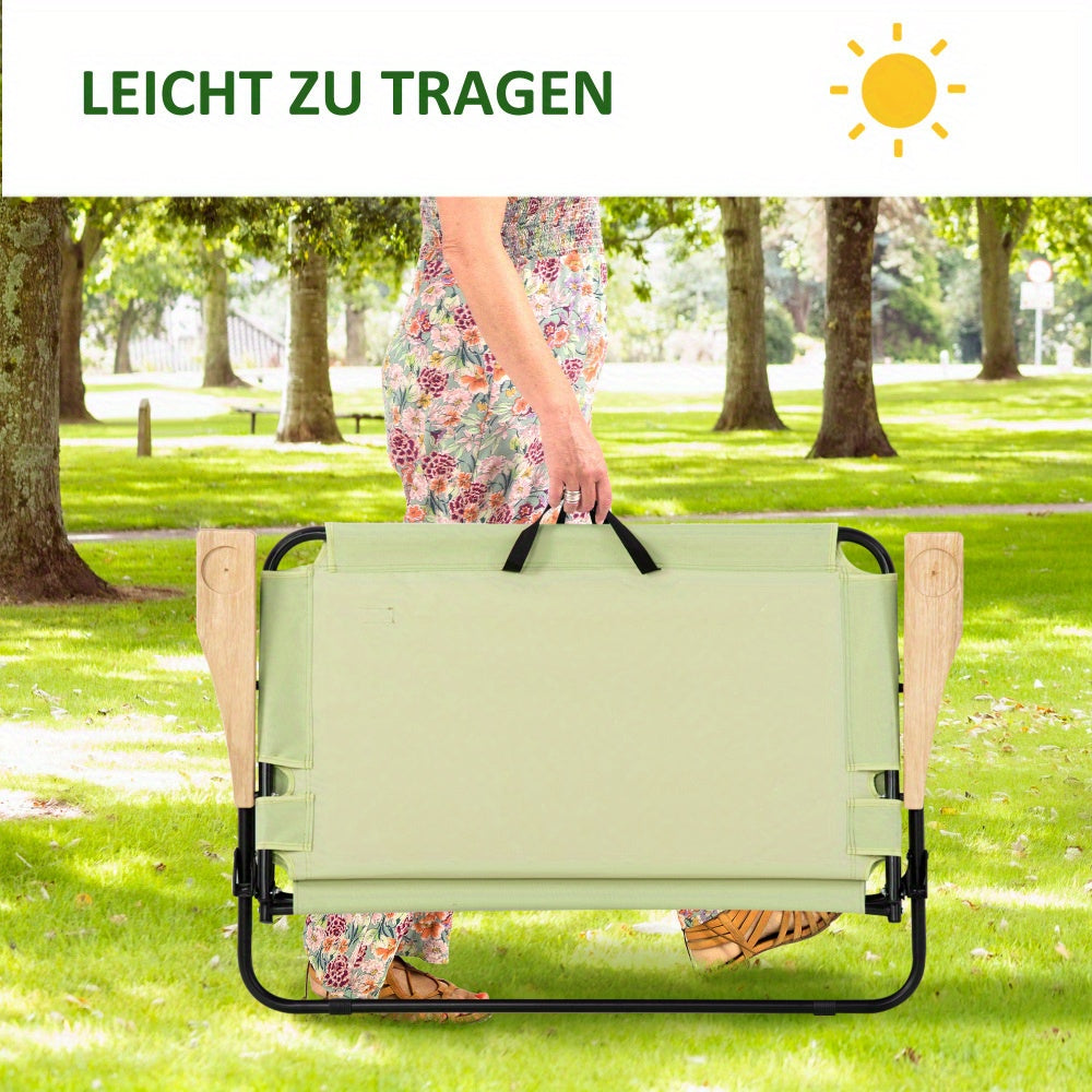Campingstoel – Kampeerstoel – Vouwstoel – Tuinstoel – Klapstoel – Dubbel Opvouwbaar – Met Bekerhouder – Stalen Frame – Draagvermogen 160 kg – Lichtgroen – 114x67x80 cm