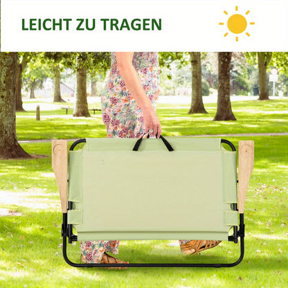 Campingstoel – Kampeerstoel – Vouwstoel – Tuinstoel – Klapstoel – Dubbel Opvouwbaar – Met Bekerhouder – Stalen Frame – Draagvermogen 160 kg – Lichtgroen – 114x67x80 cm