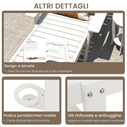 Tuinstoel – Ligstoel – Relaxstoel – Loungestoel – Tuinfauteuil – Verstelbare Rugleuning 4 Standen – Duurzaam HDPE Wit