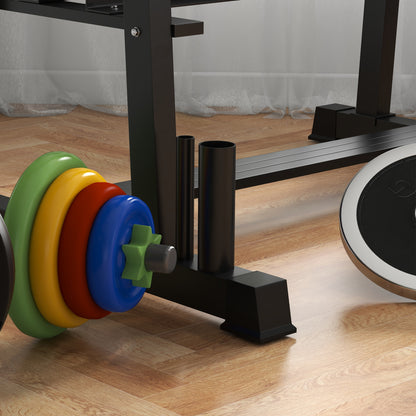 Dumbbellrek – Halterrek – Kettlebellrek – Gewichtenschijfrek – Opbergrek Fitness – Verstelbaar 3-Laags – Stabiel Stalen Frame – 131 x 75 x 80 cm Zwart