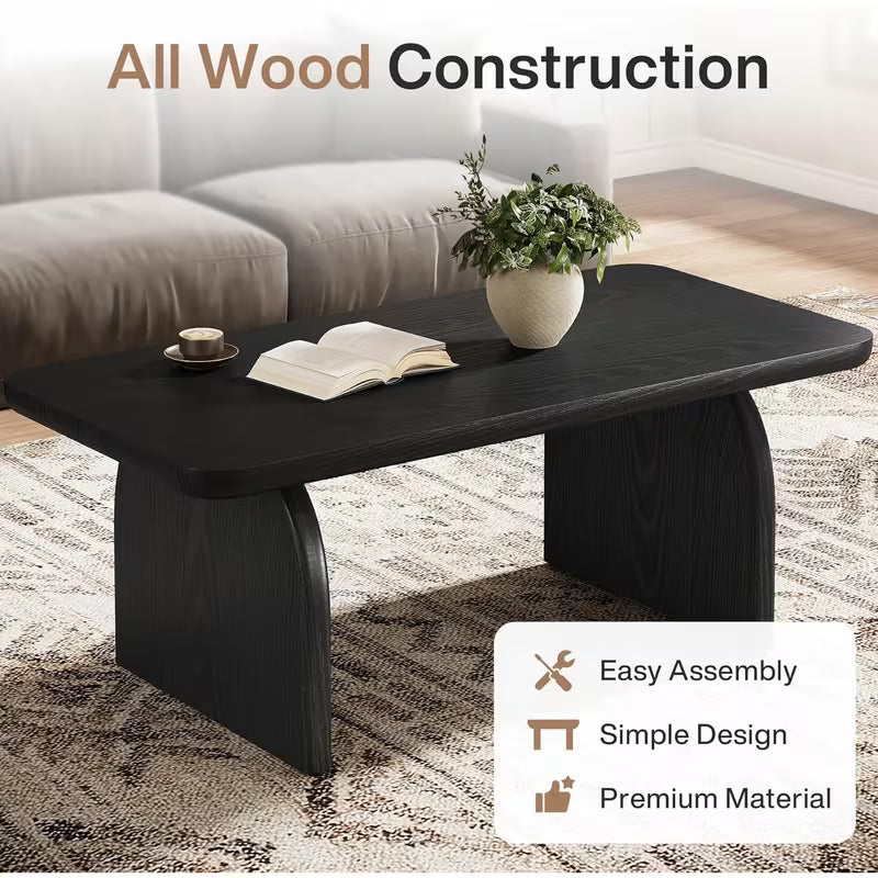 Salontafel – Woonkamertafel – Koffietafel – Middenzaal Tafel – Bijzettafel – Extra Lang 120x60 cm – Mat Zwart – Afgeronde Hoeken – Stevige Constructie