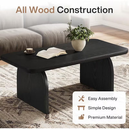 Salontafel – Woonkamertafel – Koffietafel – Middenzaal Tafel – Bijzettafel – Extra Lang 120x60 cm – Mat Zwart – Afgeronde Hoeken – Stevige Constructie