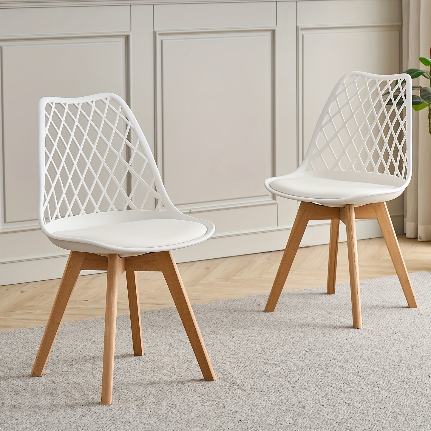 Eetkamerstoel – Eetkamerstoelen – Kuipstoel – Keukenstoel – Stoel – Set van 6 – Wit – Scandinavisch Design – Beukenhouten Poten – PU Leder – Comfortabele Zitting – Draagkracht 136 kg