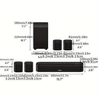 Soundbar – Home Theater Sound Systeem – TV Soundbar – Surround Sound Speakers – Atmos Setup – 7.1 Kanaals Dolby Atmos – Ingebouwde Subwoofer – App Bedienbaar – Zwart