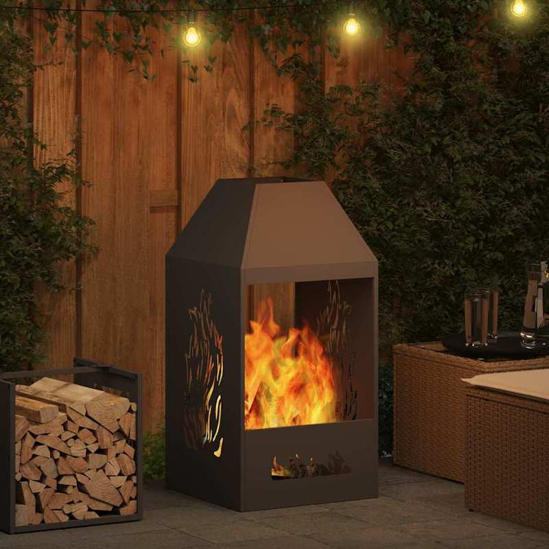 Vuurkorf Zwart 50 x 50 x 100cm Koudgewalst staal This stylish rectangular outdoor fire pit provides warmth and ambiance on chilly evenings. It's built to last, so you don't have to worry about wear and tear. It's the perfect