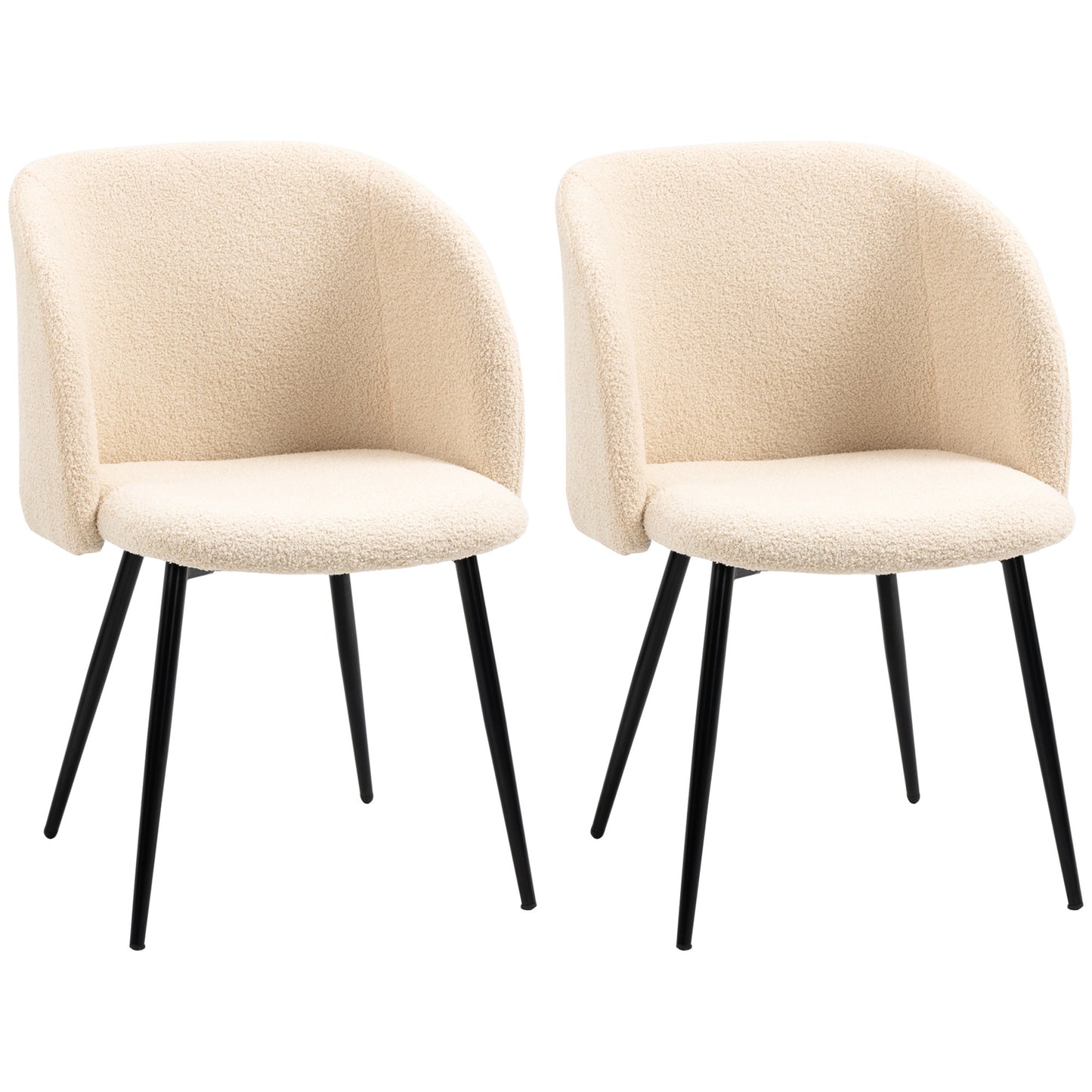 Eetkamerstoel – Stoel – Keukenstoel – Dining Chair – Zitmeubel – Set van 2 – Beige Stof – Zwart Stalen Poten – Ergonomisch Comfort – 55x62x80 cm