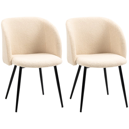 Eetkamerstoel – Stoel – Keukenstoel – Dining Chair – Zitmeubel – Set van 2 – Beige Stof – Zwart Stalen Poten – Ergonomisch Comfort – 55x62x80 cm