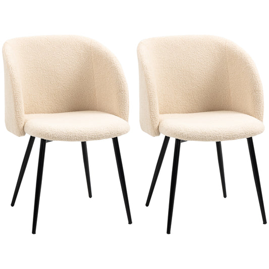 Eetkamerstoel – Stoel – Keukenstoel – Dining Chair – Zitmeubel – Set van 2 – Beige Stof – Zwart Stalen Poten – Ergonomisch Comfort – 55x62x80 cm