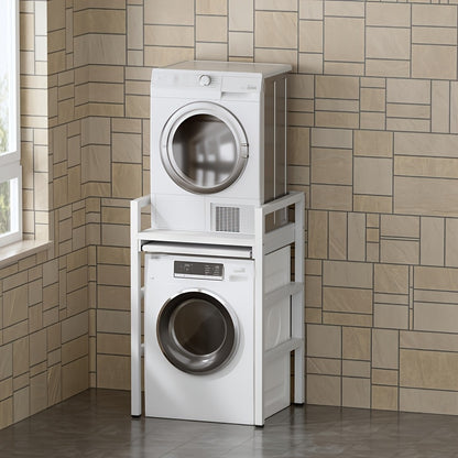Droogrek – Wasrek – Droogtoren – Wastoren – Opbergrek – Hoogte Verstelbaar – Carbonstaal – 158 kg Draagkracht – Wit – 73x64x115 cm