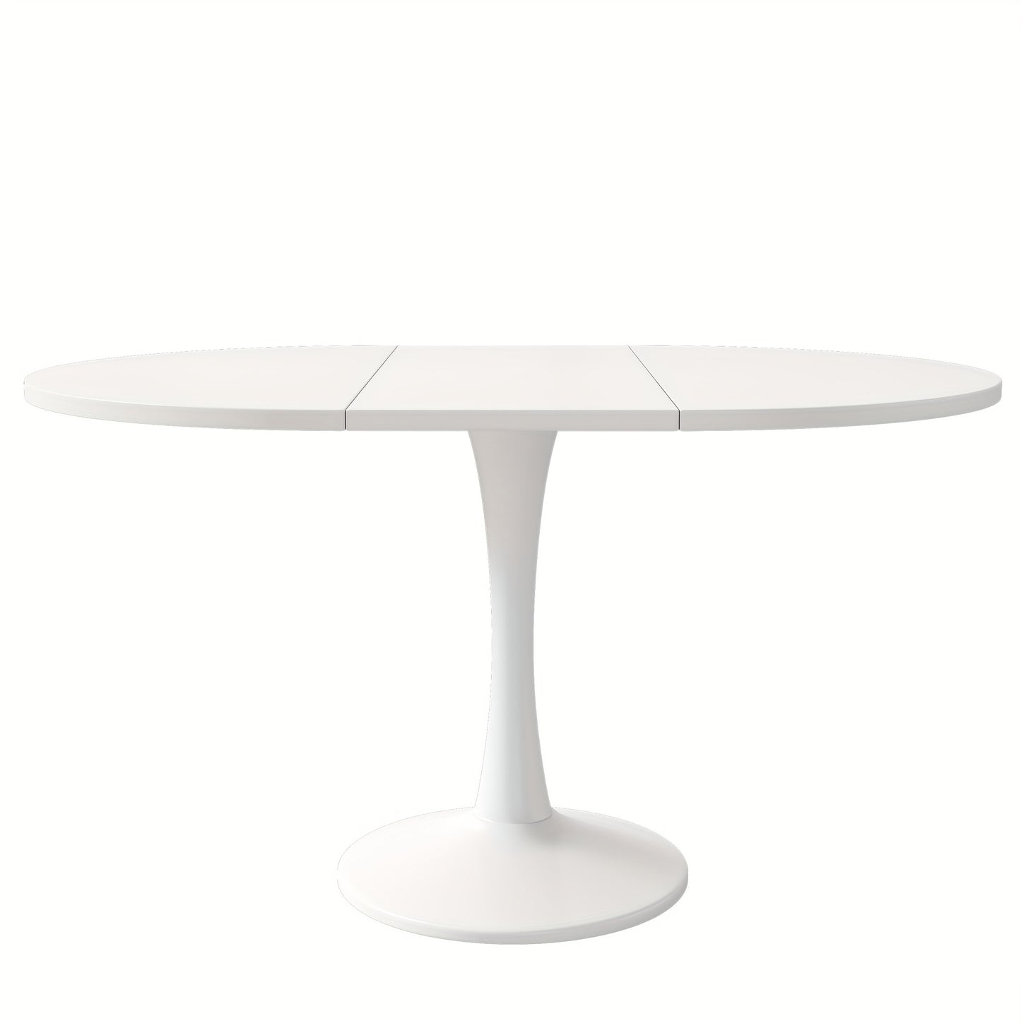 Uitklapbare Eettafel – Uitschuifbare Tafel – Opklapbare Keukentafel – Multifunctionele Tafels – Ruimtebesparend Design – Wit Ovaal Blad – Zwarte Metalen Poten – Stabiel & Eenvoudig Gemonteerd