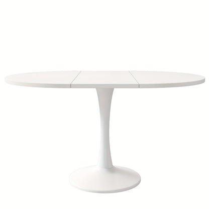 Uitklapbare Eettafel – Uitschuifbare Tafel – Opklapbare Keukentafel – Multifunctionele Tafels – Ruimtebesparend Design – Wit Ovaal Blad – Zwarte Metalen Poten – Stabiel & Eenvoudig Gemonteerd