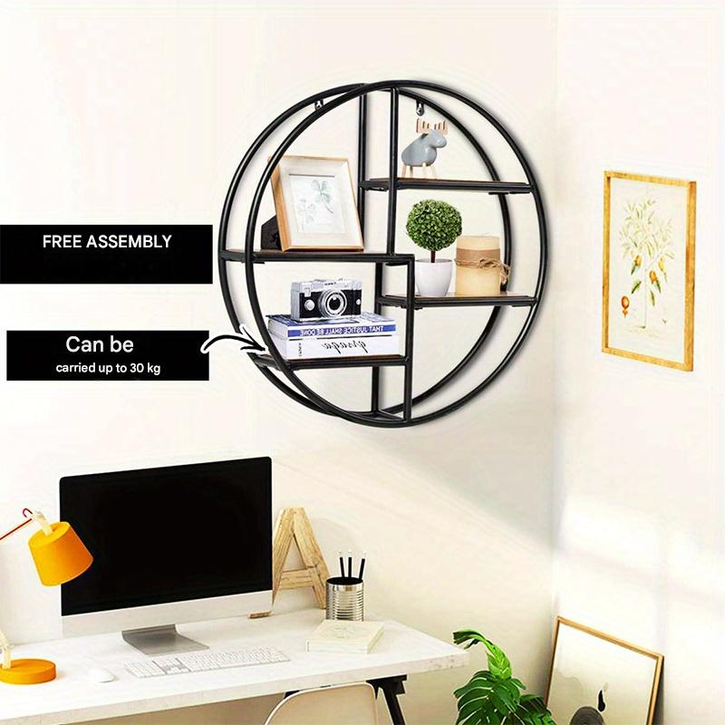Wandplank – Zwevende Plank – Boekenplank – Wandrek – Opbergplank – Ronde Vorm – Metaal & MDF – 4 Niveaus