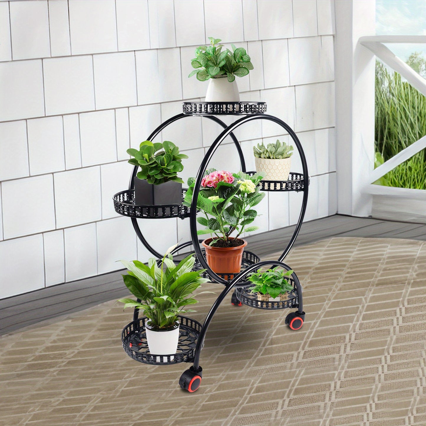 Plantenstandaard – Plantenrek – Bloemenrek – Plantenhouder – Bloemenstandaard – Industrieel Design – Zwart Metaal – 3 Laags – Sterk Draagvermogen 7,5 kg per Tray