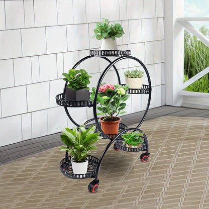Plantenstandaard – Plantenrek – Bloemenrek – Plantenhouder – Bloemenstandaard – Industrieel Design – Zwart Metaal – 3 Laags – Sterk Draagvermogen 7,5 kg per Tray