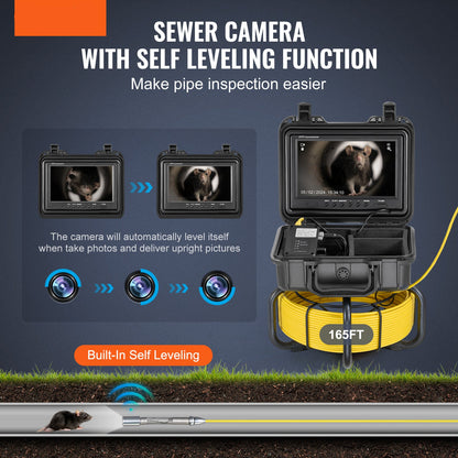 Rioolcamera – Inspectiecamera – Buisinspectiecamera – Endoscoop – Afvoercamera – Zelfnivellerend – 9 Inch HD Scherm – 36x Digitale Zoom