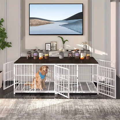 Hondenbench – Hondenkooi – Hondenren – Hondenhok – Hondenkennel – Zwaar Stalen Constructie – Uitschuifbare Tray – Extra Ruim – Wit