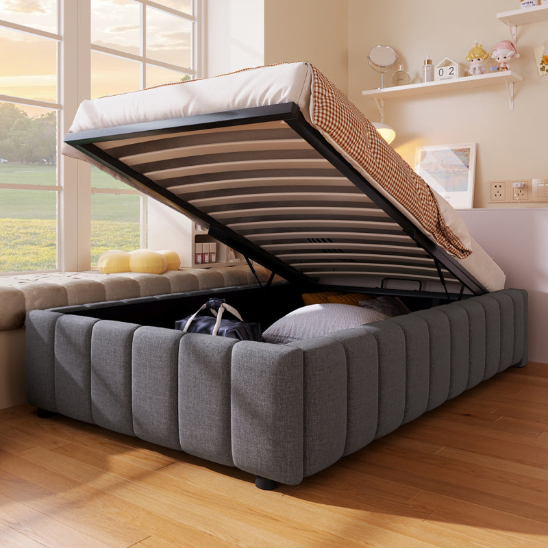 Bedkasten – Nachtkastje – Opbergkast – Bedkast – Opbergbed – Gestoffeerd Linnen – Hydraulisch Opbergsysteem – 90x200 cm – Zonder Hoofdbord