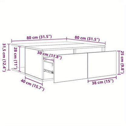 Coffee table met lade met opslag Black Oak 80 x 80 x 31cm Edited Wood Removable, suitable for indoor use and suitable for all seasons