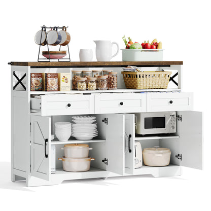 Buffetkastje – Dressoir – Sidetable – Opbergkast –  Landelijke Stijl – 140 CM Breed – Hoogwaardig MDF