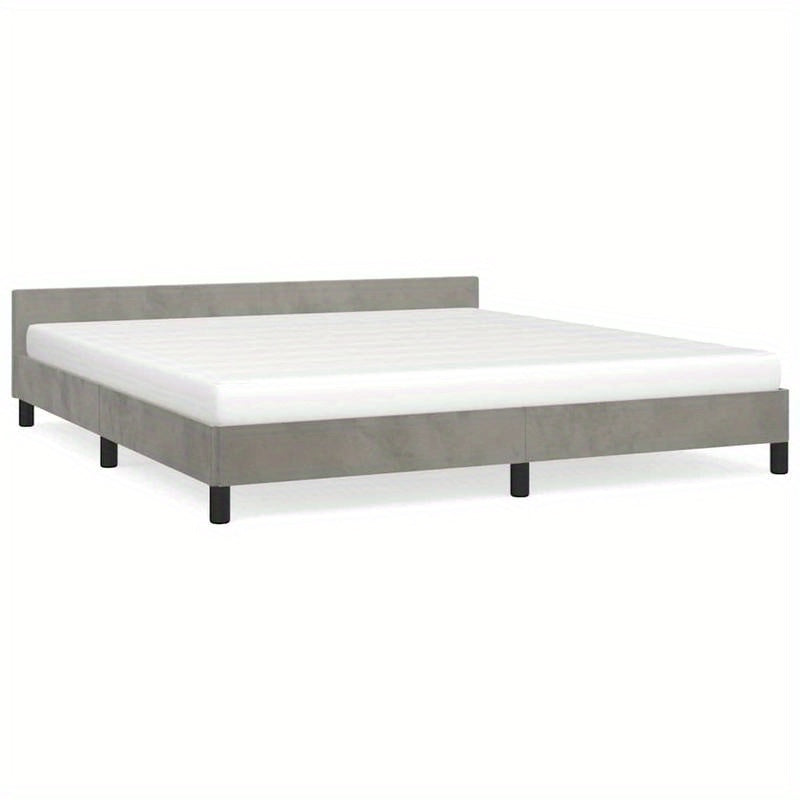 Bedframe – Bed – Tweepersoonsbed – Bedbodem – Slaapbank – Lichtgrijs Velvet – 180x200 cm – Stevig Houten Frame