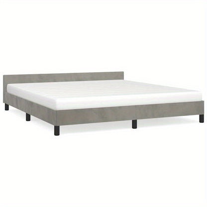 Bedframe – Bed – Tweepersoonsbed – Bedbodem – Slaapbank – Lichtgrijs Velvet – 180x200 cm – Stevig Houten Frame