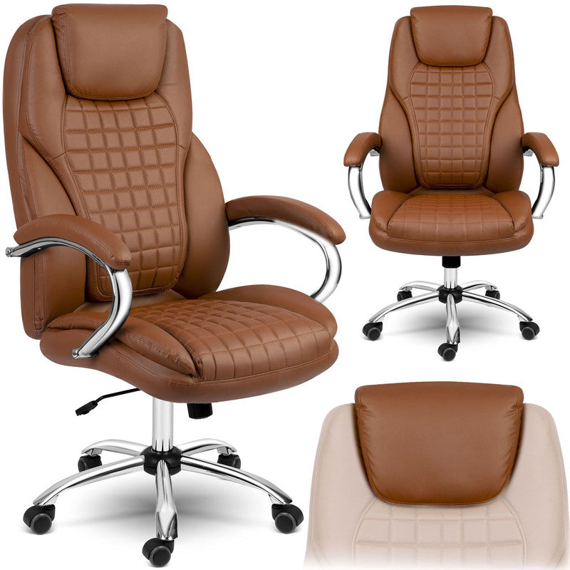 Bureaustoel – Stoel – Werkstoel – Bureaustoel Ergonomisch – Bureaufauteuil – Verstelbare Hoogte – Eco-Leren Bekleding – Schommelfunctie – Max. 120 kg Draagkracht - Bruin