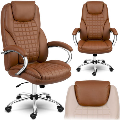 Bureaustoel – Stoel – Werkstoel – Bureaustoel Ergonomisch – Bureaufauteuil – Verstelbare Hoogte – Eco-Leren Bekleding – Schommelfunctie – Max. 120 kg Draagkracht - Bruin
