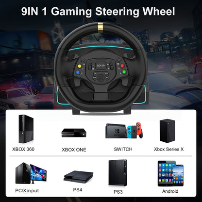 Racing Stuurwiel – Gaming Stuur – Racestuur – Simulator Stuur – Zwart – 1080 Graden Rotatie – Instelbare Stuurhoek 270°-1080°