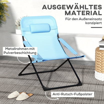 Vouwstoel – Klapstoel – Opvouwbare Stoel – Kampeerstoel – Tuinstoel – Verstelbare Rugleuning – Steviele Metalen Constructie 120 kg – Lichtgewicht Mesh Blauw
