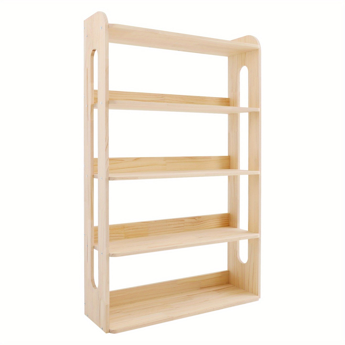 5-Tier Heavy-Duty Standing Bookshelf with Sturdy Metal-Reinforced Shelves - Natural Pine Wood Freestanding Storage Shelf, 68.58cm Tall Bookcase with 50Kg Capacity, Easy Assembly for Conference Room, Office, Storage Room - Mod