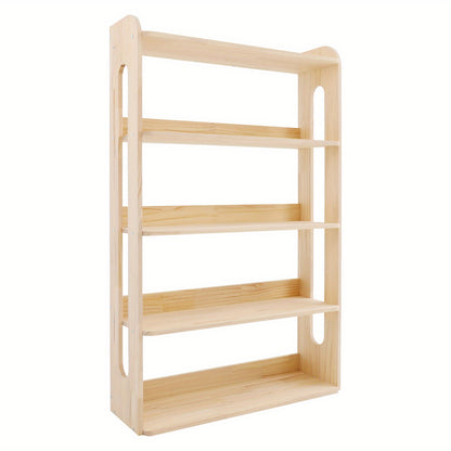 5-Tier Heavy-Duty Standing Bookshelf with Sturdy Metal-Reinforced Shelves - Natural Pine Wood Freestanding Storage Shelf, 68.58cm Tall Bookcase with 50Kg Capacity, Easy Assembly for Conference Room, Office, Storage Room - Mod