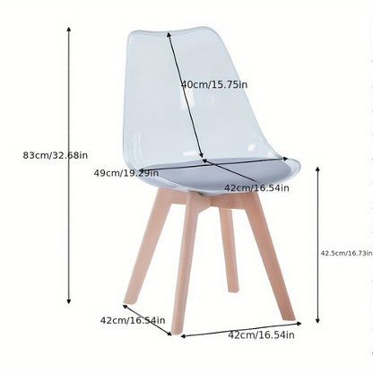 Eetkamerstoel – Stoel – Zithoekstoel – Kuipstoel – Designstoel – Grijs – PU Zitting – Beukenhouten Poten