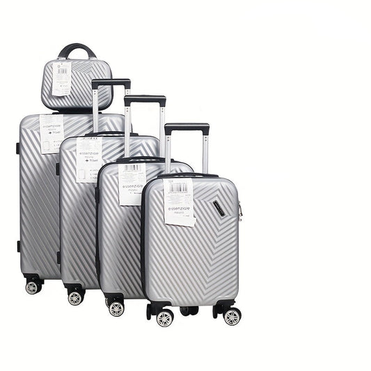 Kofferset 5-delig – Reisbagage – Trolley – Reiskoffer – Bagage – ABS Materiaal – Combinatieslot – Stille 360° Wielen – Verstelbare Trekstang – Silvery