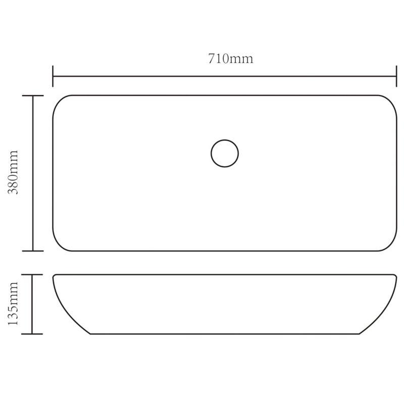 Wastafel – Lavabo – Fontein – Wasbak – Badkamermeubel – Keramiek Zilver – Afmeting 71x38x13,5 cm
