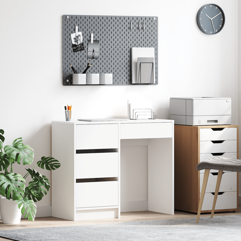 Bureau – Computertafel – Bureautafel – Werktafel – Schrijftafel – Wit Design – MDF & Hardhout – Met Lades en Opbergruimte