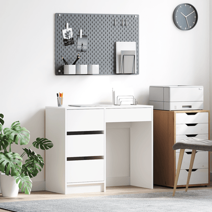 Bureau – Computertafel – Bureautafel – Werktafel – Schrijftafel – Wit Design – MDF & Hardhout – Met Lades en Opbergruimte