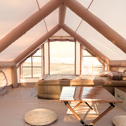 Tent – Kampeertent – Familietent – Feesttent – Opblaasbare Tent – 10 Personen – Waterdicht Oxford Stof – Snel Opzetten Met Schoorsteen & Dakraam