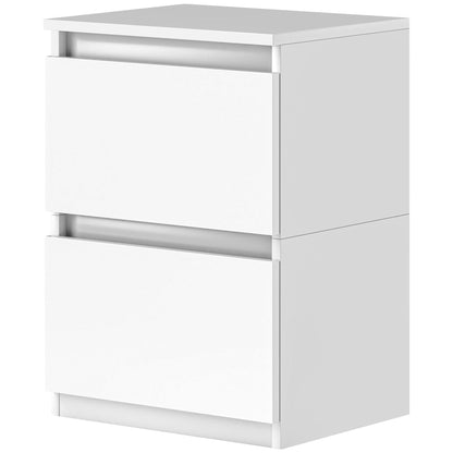Nachttafel – Nachtkastje – Bijzettafel – Opbergmeubel – Ladeblok – Wit – 2 Ruime Lades – Hoogwaardige MDF Afwerking