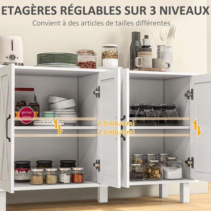 Buffetmeubel – Opbergkast – Dressoir – TV-meubel – Wit Gelakt – Landelijk Design – Verstelbare Planken – Afmetingen 120x37x75 cm