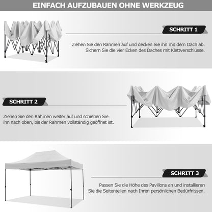 Partytent – Feesttent – Tuintent – Paviljoen – Vouwtent – 3x4,5 Meter – Waterdicht Polyester – 3 Verstelbare Hoogtes